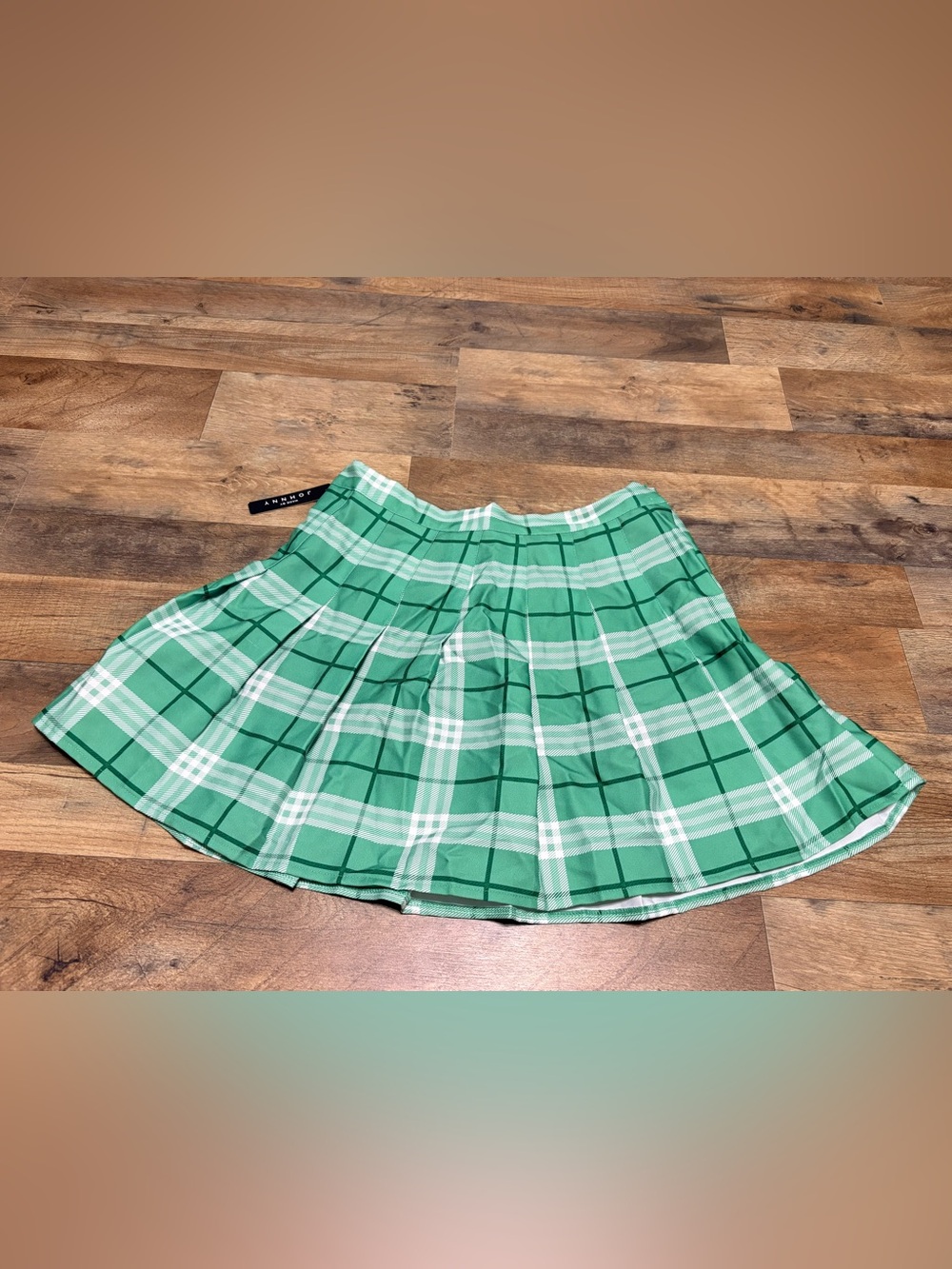 NWT Made by Johnny XL Green Plaid Pleated Tennis Skort